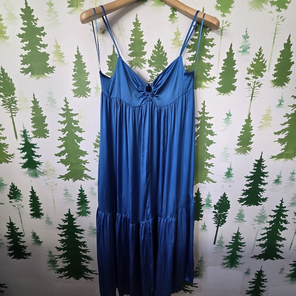 Audry Parks x Francesca's Babydoll Maxi Satin Dress